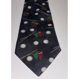 Golf Necktie Mens Puritan Special Edition Flags Black 100% Polyester 57"L